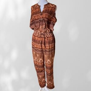 Forever 21 Earthy Tones Patterned Jumpsuit